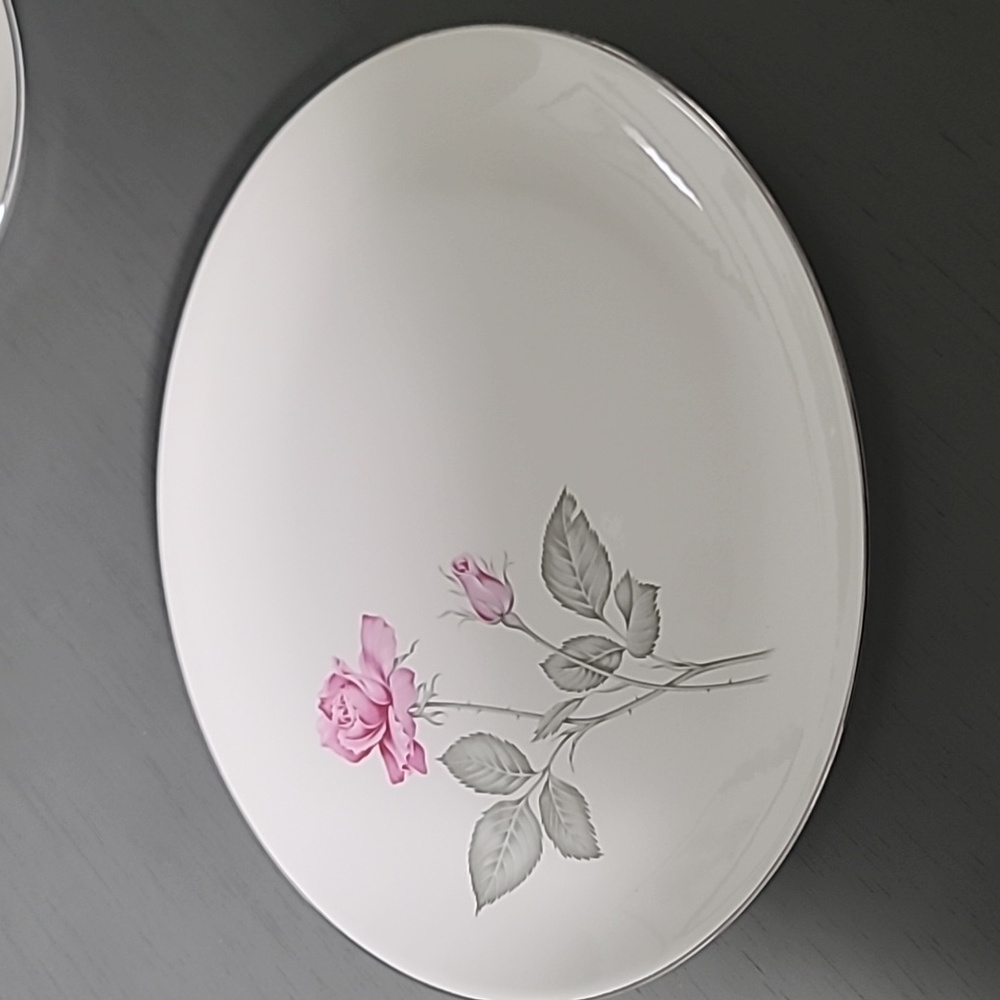 Zylstra Fine Dinning Serving Plate & Bowl Pink Rose Design - Picture 3 of 9